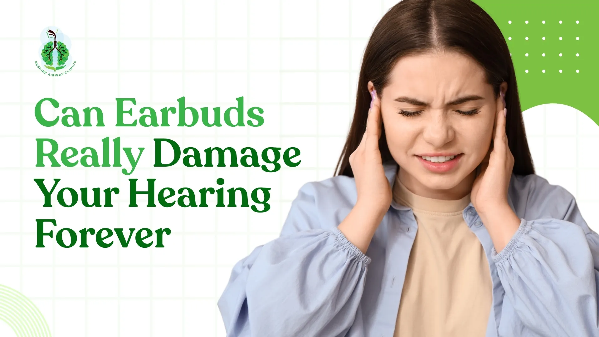 Person wearing earbuds with sound waves illustration